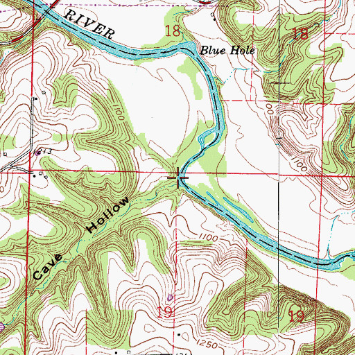 Topographic Map of Cave Hollow, MO