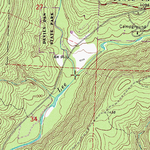 Topographic Map of Ellis Branch, AR