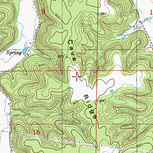 Topographic Map of Cave Ridge, MO