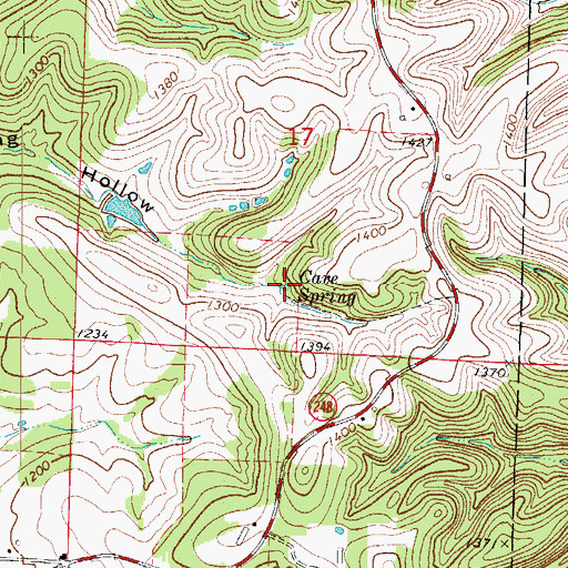 Topographic Map of Cave Spring, MO