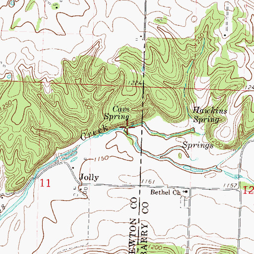 Topographic Map of Cave Spring, MO