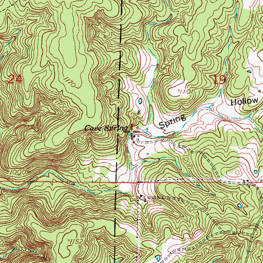 Topographic Map of Cave Spring, MO
