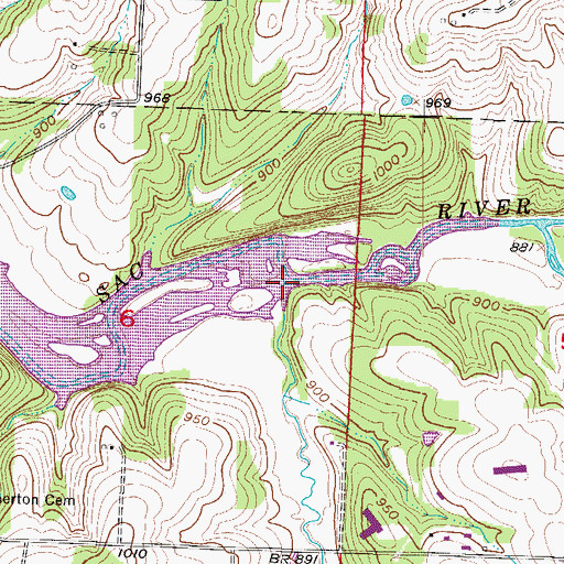 Topographic Map of Cave Spring Branch, MO