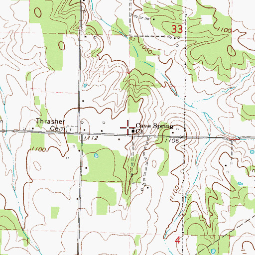 Topographic Map of Cave Spring Church, MO