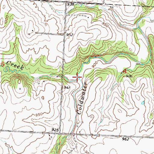 Topographic Map of Cave Spring Creek, MO