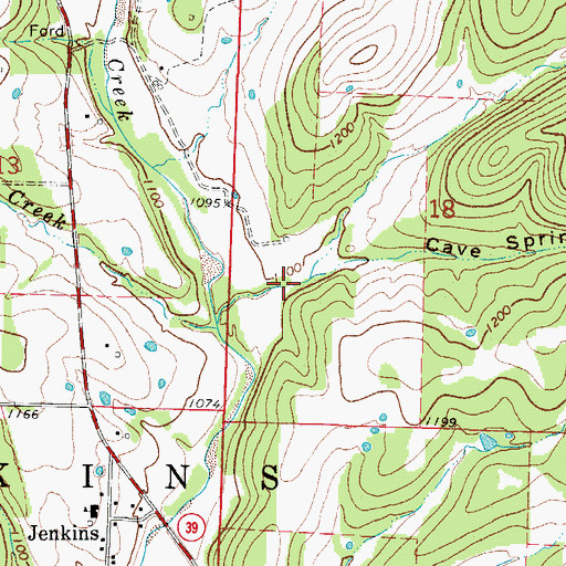 Topographic Map of Cave Spring Hollow, MO
