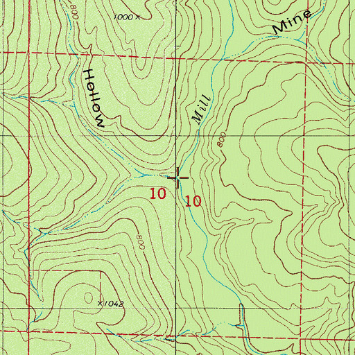 Topographic Map of Elm Hollow, AR