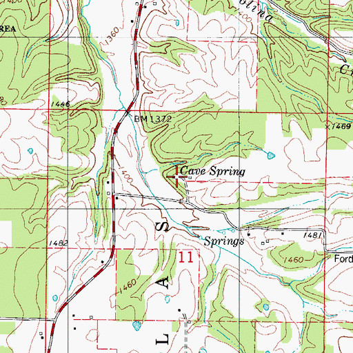 Topographic Map of Cave Spring School, MO