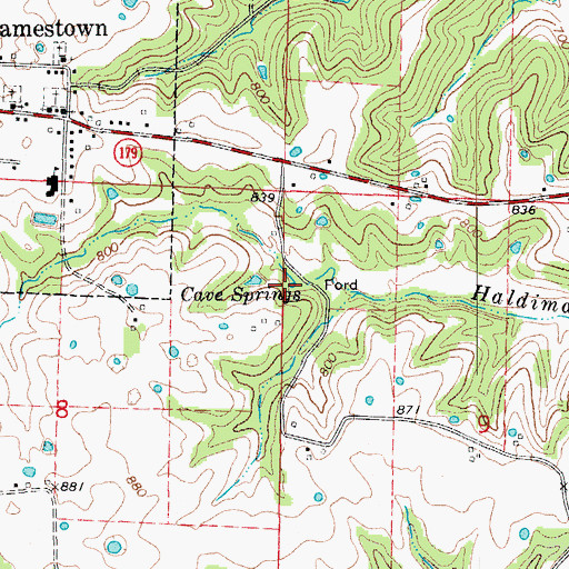 Topographic Map of Cave Springs, MO