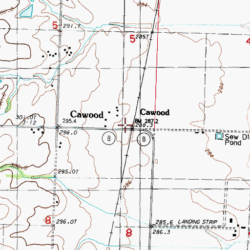 Topographic Map of Cawood, MO