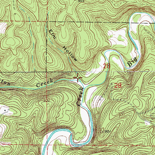 Topographic Map of Elm Hollow, AR