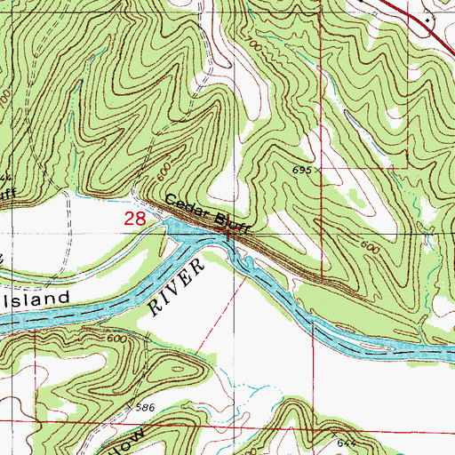 Topographic Map of Cedar Bluff, MO
