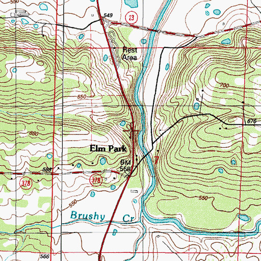 Topographic Map of Elm Park, AR