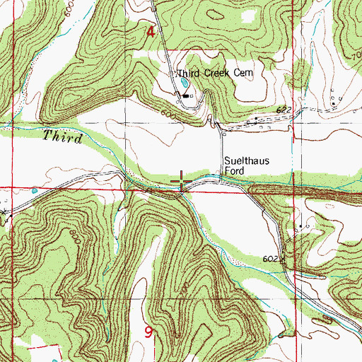 Topographic Map of Cedar Branch, MO