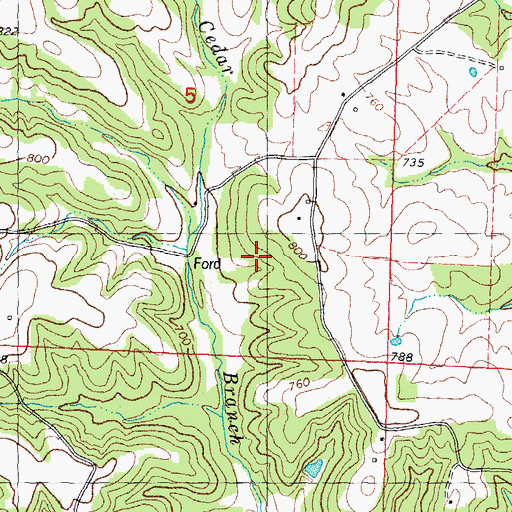 Topographic Map of Cedar Branch School (historical), MO