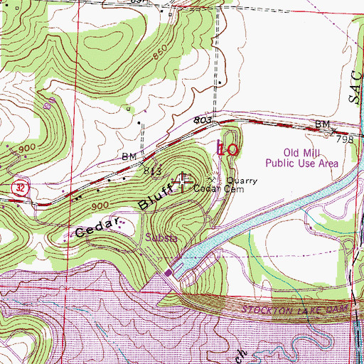 Topographic Map of Cedar Cemetery, MO