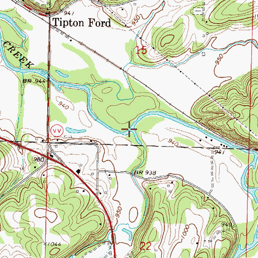 Topographic Map of Cedar Creek, MO