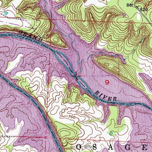 Topographic Map of Cedar Creek, MO
