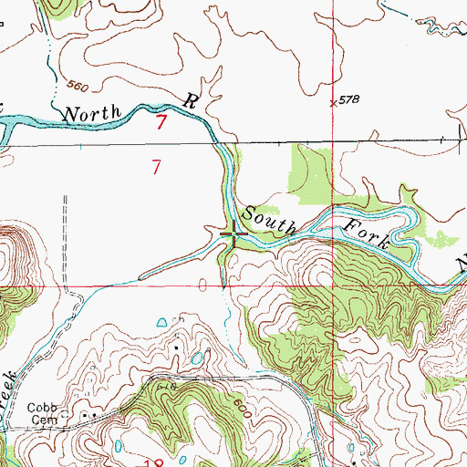 Topographic Map of Cedar Creek, MO