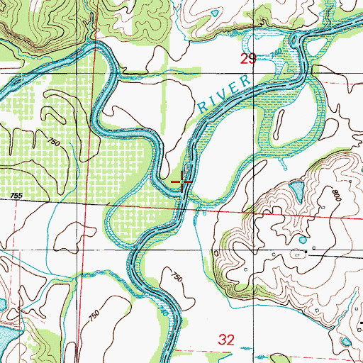 Topographic Map of Cedar Creek, MO