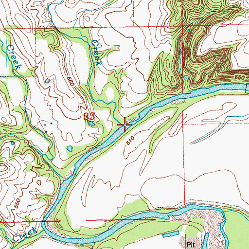Topographic Map of Cedar Creek, MO