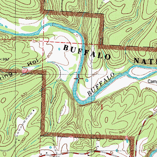 Topographic Map of Elm Spring Hollow, AR