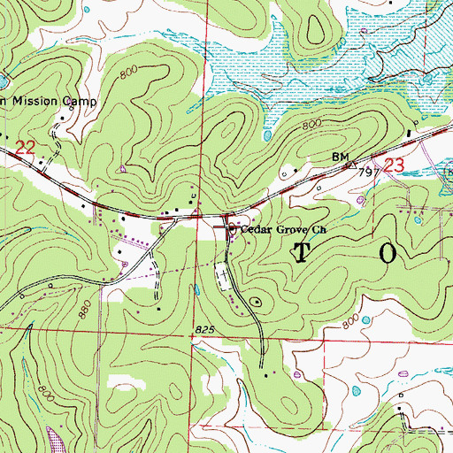 Topographic Map of Cedar Grove Church, MO