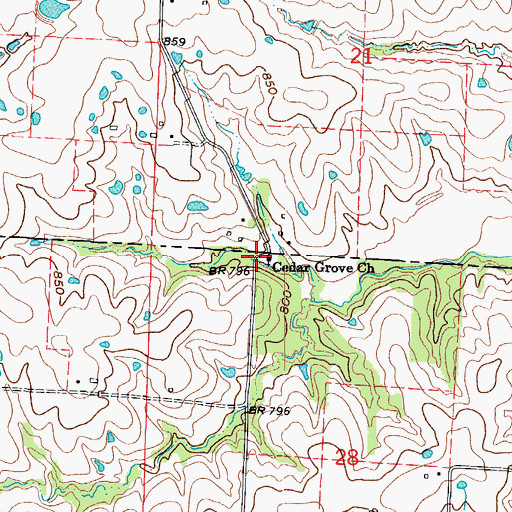 Topographic Map of Cedar Grove Church, MO