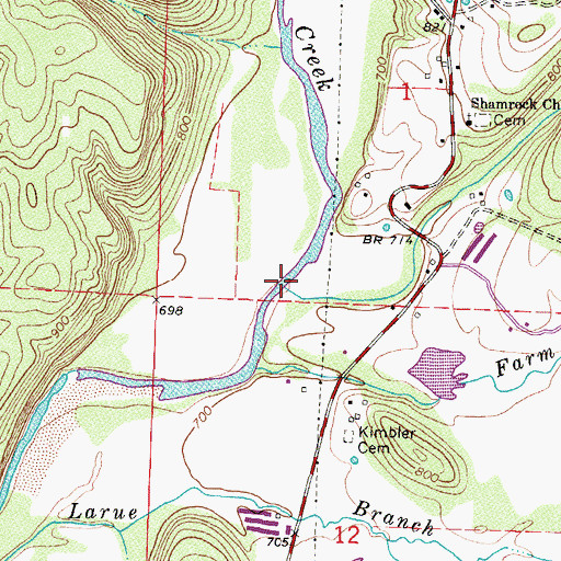 Topographic Map of Elmo Creek, AR