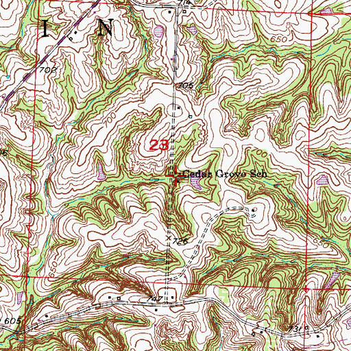 Topographic Map of Cedar Grove School (historical), MO