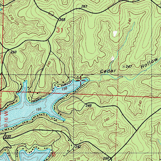 Topographic Map of Cedar Hollow, MO
