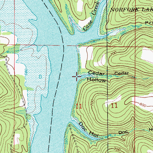 Topographic Map of Cedar Hollow, MO