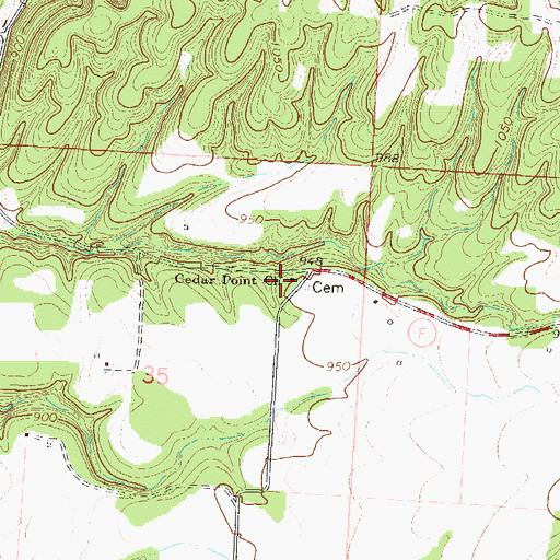 Topographic Map of Cedar Point Church, MO