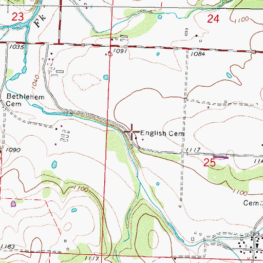 Topographic Map of English Cemetery, AR