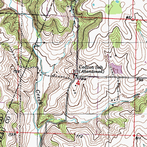 Topographic Map of Cedron School (historical), MO