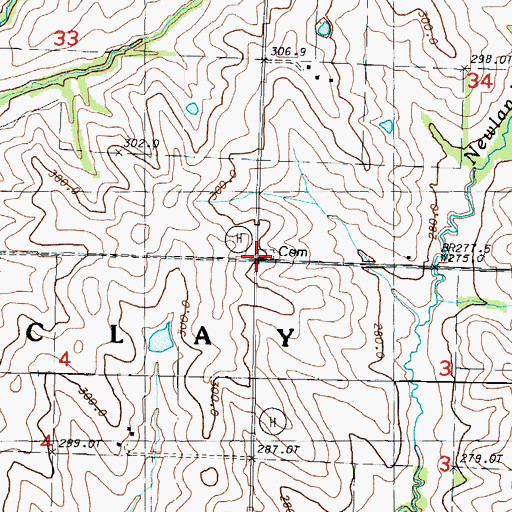 Topographic Map of Centenary Church (historical), MO