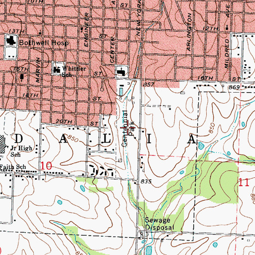 Topographic Map of Centennial Park, MO
