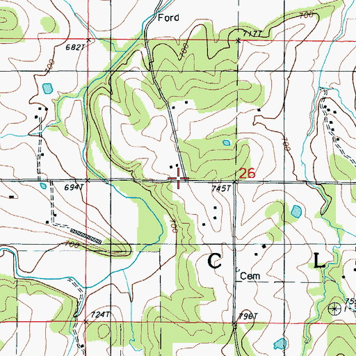 Topographic Map of Centennial School (historical), MO