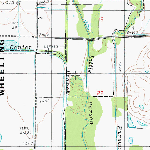 Topographic Map of Center Branch, MO