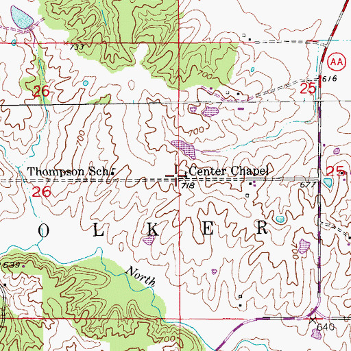 Topographic Map of Center Chapel, MO
