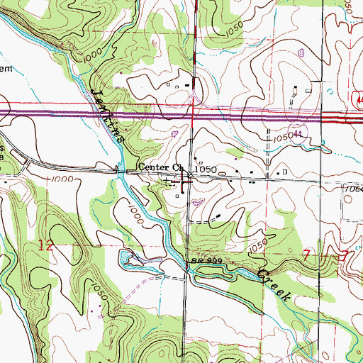 Topographic Map of Center Church, MO
