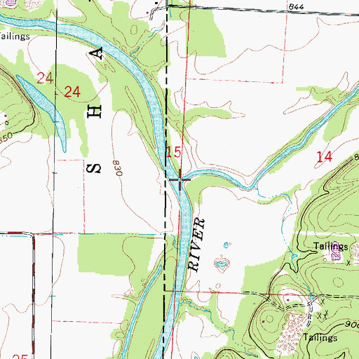 Topographic Map of Center Creek, MO