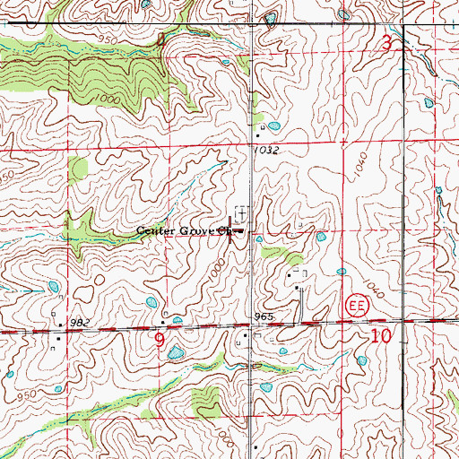 Topographic Map of Center Grove Church, MO