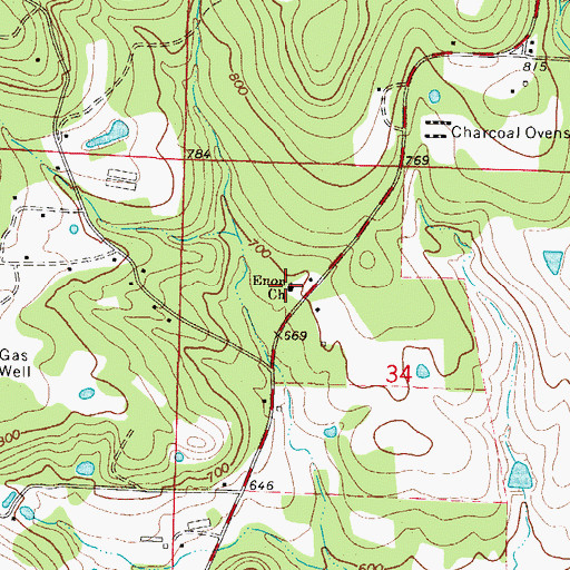 Topographic Map of Enon Church, AR