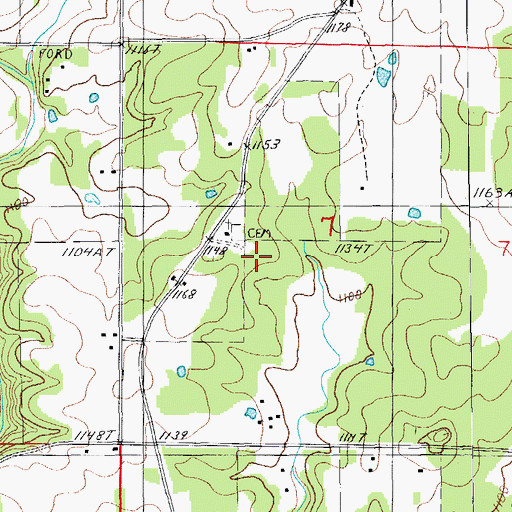 Topographic Map of Center Hill School (historical), MO