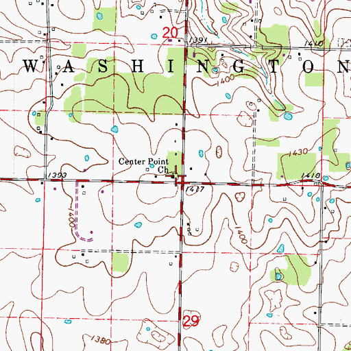 Topographic Map of Center Point Church, MO