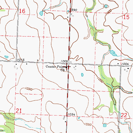 Topographic Map of Center Point Church, MO