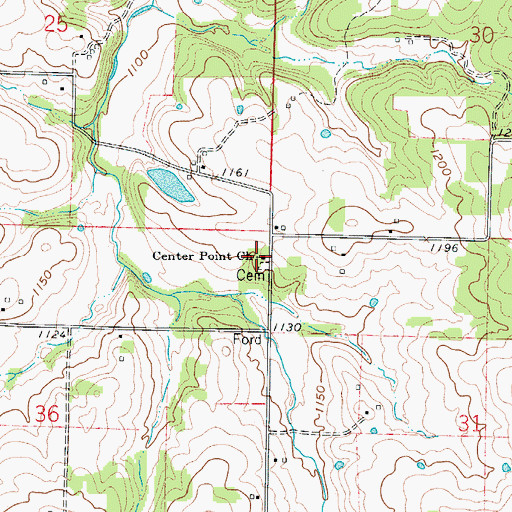 Topographic Map of Center Point Church, MO