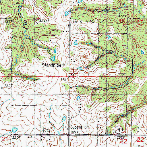 Topographic Map of Center South School, MO