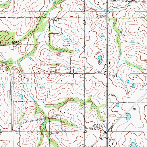 Topographic Map of Center Union School (historical), MO